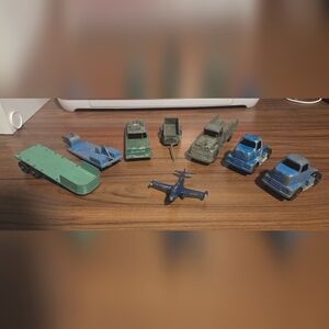 Tootsietoy Chicago 24 Vintage Die Cast Toy Bundle Cars & Plane - Green and Blue